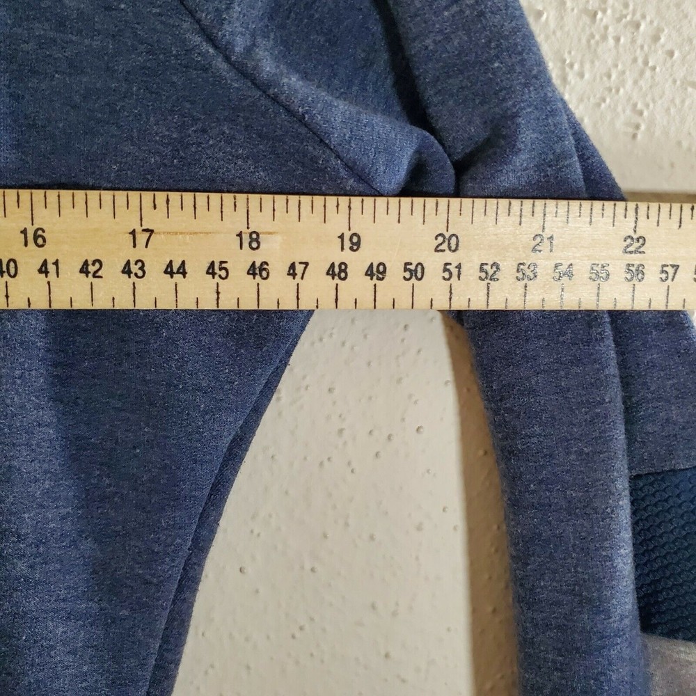 Gymshark Quarter Zip Pullover Athletic Jacket Womens  M Blue Gray Thumb Holes - Picture 6 of 12